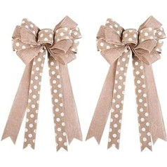 Amosfun 2 x Hessian Christmas Bows with Bow Christmas Tree Decoration