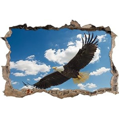 Pixxp/3D _ WD _ 2105 _ 92x62 Wall Breakthrough 3D Eagle Fly High In The Clouds Wall Stickers Art Vinyl Wall Mural – 92 x 62 x 0.02 cm