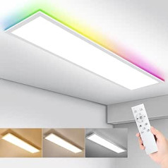 IEGLED LED griestu apgaismojuma panelis, 120 x 30 cm griestu gaismas plakans aptumšojams RGB fona apgaismojums ar tālvadības pulti, 40 W griestu paneļa lampa ar 4400 lm, 3000 K - 6500 K LED panelis viesistabai, gaitenī,