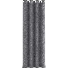 LLMMLL Opaque Curtains with Eyelets, Set of 1, Blackout Curtains with Loops, Curtain H 245 x W 140 cm, Heat Protection Curtain, Thermal Curtain, Cold Protection, Living Room, Bedroom, Modern Grey