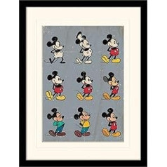 Pyramid International Mickey Mouse (Evolution) 30 x 40 cm uzmontēts un ierāmēts, uzmontēts 250 GSM PAPERWRAP MDF, daudzkrāsains, 44 x 33 x 4 cm