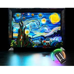 LED gaismas komplekts Lego Starry Night kolekcionāra komplektam (Lego modelis nav iekļauts), tālvadības pults DIY apgaismojuma komplekts Lego 21333 Vincentam Van Gogam, radošās dāvanu rotaļlietu gaismas