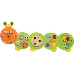 TikTakToo Motor Skills Board Motor Skills Board Caterpillar Montessori Toy, Made of FSC Wood, Wall Mounted, with Various Motor Skills Toys