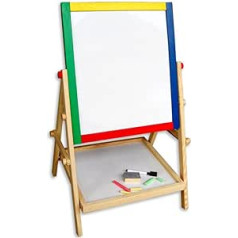 KOKOBOX Magnetic Board Children's Magnetic Children's Board Adjustable Children's Board with Easel for Boys and Girls from 3 to 6 Years Height Adjustable with Chalk and Accessories