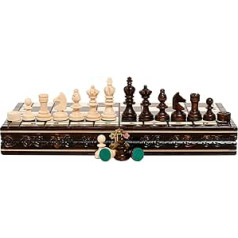 Turnierschach und Dame Spiel Set NO. 3 | Master Of Chess | Chess Set 35 cm | Klassisches Staunton Chess Set und Edles Schachbrett mit Figuren für Erwachsene und Schach für Kinder