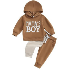 Achlibe Toddler Baby Boys "Mama's Boy" apģērbu komplekts ar garām piedurknēm ar burtu apdruku kapuci + bikšu apģērbu komplekts
