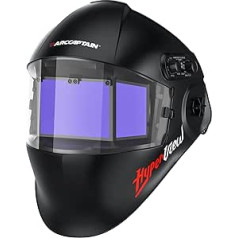 ARCCAPTAIN Welding Helmet Auto Dark 8.46 x 2.75 Inches with Super Wide Viewing Area and True Colour Rendering with Side View, Wide Shadow Area 3-5/5-9/9-13 Inches
