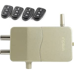 ARREGUI CI10D-AL Invisible Door Lock with Alarm System and 4 Remote Controls | Keyless Additional Lock with Alarm | Electronic Security Lock | Door Bolt Lock | Anti-Theft Protection | Gold