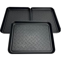 Bretoes 3 Piece Dish Drainer Tray, Washable Plastic Pad, Used for Indoor and Outdoor Floors, Shoe Cabinet & Wardrobe Protector, Pet Food Mat, Garden Tray