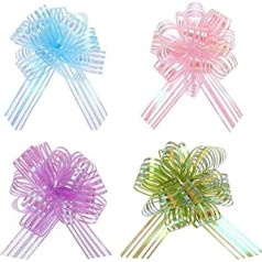 avota karte 20 Stück 10,2 cm große Organza-Schleife, Metallic-Chiffon, Geschenkverpackungsschleifen, Band für Hochzeitsgeschenke, Weihnachten, Blau/Rosa/Lila/Grün