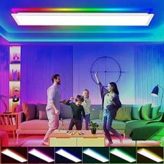 IEGLED LED paneļa griestu gaisma, 100 x 25 cm griestu gaisma plakans aptumšojams RGB fona apgaismojums ar tālvadības pulti, 30 W griestu paneļa lampa ar 3300 lm, 3000 K - 6500 K LED panelis viesistabai, gaitenī,