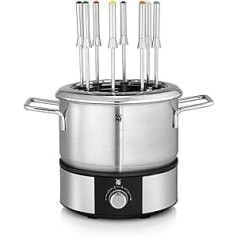 WMF Lono Fondueset für 8 Personen, Fondue elektrisch, 1400 W, Temperaturregulerung, Gabel-Halterung, Induktionstopf 1,2l, Hot Pot, Edelstahl matt