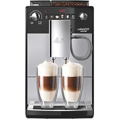 Melitta Latticia OT F300-101 pilnībā automātisks kafijas automāts ar Latteperfection piena sistēmu, Whisper-Quiet dzirnaviņas, viena pieskāriena funkciju un XL ūdens tvertni un pupiņu tvertni, 1,5 l, sudraba/melna