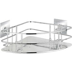 WENKO Turbo-Loc® Quadro nerūsējošā tērauda stūra plaukts — nav nepieciešama urbšana, nerūsējošais tērauds, 27,5 x 10 x 19,3 cm, hroms