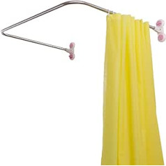 Hershii U Shaped Shower Curtain Rail Corner Shower Curtain Rail Curved Bathroom Curtain Rail Curtain Holder Made of Metal for Wall Mounting, Drilling/Suction Cup, 98 x 102 x 98 cm