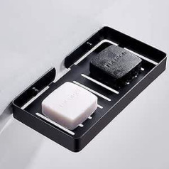 Melairy Soap Holder Self-Adhesive Soap Basket Stainless Steel Soap Dish Black No Drilling for Bathroom Kitchen Balcony