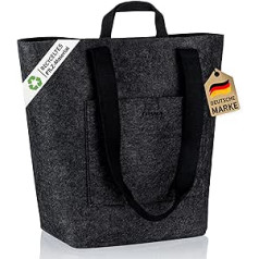 COTTARA® Felt Bags Shopper Large Large Felt Bag with Compartments Sustainable Shopping Bag Felt Made of Recycled PET Material Ideal as a Carry Bag, Leisure Bag or Felt Shopper Grey 40 L