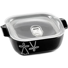 1.1 Litre Ceramic Square Baking Dish with Airtight Lid - Breton Hermione Design