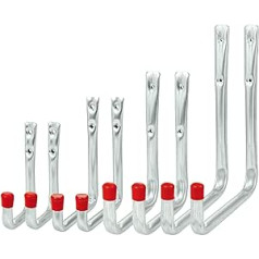 Vormann Wall Hooks, Equipment Hooks, Garage Hooks, Load Hooks, Load Capacity 22 to 37 kg, Weather-Resistant, U-Shape, 8-Piece Set, 4 Sizes, Made in Germany