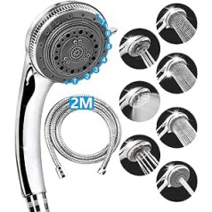 Lucksun Shower Head and Hose, 7 Modes Large Luxury Shower Heads with Handheld Shower, High Pressure Shower Head and Hose Set for Bathroom (200cm)