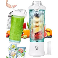 Dreamhigh® Blender Smoothie Maker, 600 ml Portable Mixer for Smoothies and Shakes with 6 Blades, 4000 mAh Mini Mixer Can Squeeze 25 Cups of Juice for Office, Camping and Travel
