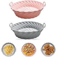 2 Stück Silikon Air Fryer Liner Rund, 21,6 cm Air Fryer Silikon Topf, Air Fryer Liners Wiederverwendbar, Air Fryer Basket Leicht zu reinigen Antihaft Hitzebeständig 232 °C, für Air Fryer Oven Oven Micro.