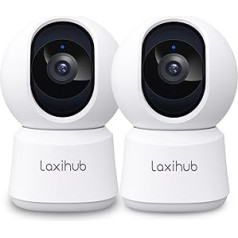 Laxihub suņu kamera, iekštelpu novērošanas kamera ar lietotni, WLAN 2,4 GHz mājdzīvnieku kamera, 1080P HD nakts redzamība, divvirzienu audio mājdzīvnieku drošības kamera, kustības un trokšņu noteikšana, Alexa (balta)