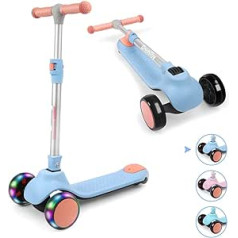 BremToy Kinderroller, Kinder Scooter ar Stufenlos Einstellbar, Tretroller ar LED-Rädern, Faltbarer Kinderroller für Kinder von 1-12 Jahren