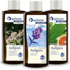 Spitzner Saunaaufguss Set Kräuter (3 x 190 ml) – Wellness Sauna mit aromatischem Saunaduft Eisminze, Melisse-Honig und Salbei-Greipfruit