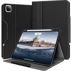 HOLIMET iPad Pro 12.9 Case 2022 6th Generation ar zīmuļa turētāju, 2022/2021/2020/2018 (6/5/4/3rd Generation) PU ādas futrālis TPU aizmugures vāka aizsargmaciņš Triecienizturīgs automašīnas miega/pamošanās režīmā — melns