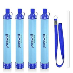 Purewell Outdoor Water Filter Personal Water Filtration Straw Emergency Survival Gear Water Purifier for Camping Hiking Climbing Backpacking