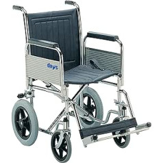 Days Transit ratiņkrēsls, 40 cm (16 collas), hromēts tērauda rāmis, noņemami roku balsti un noņemami pagriežami kāju balsti, noslaukiet tīru sēdekli, nolokāmu atzveltni transportēšanai, (atbilst PVN atvieglojumiem