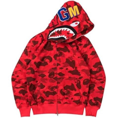 WINKEEY Boys Bape Shark Hoodies Camouflage Shark Hoodie Girls Bape Jacket with Zip Oversized Autumn Winter Top