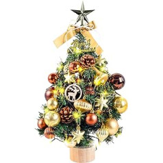 KAMEUN Artificial Christmas Tree with Lighting, Mini Artificial Christmas Tree, Flame Retardant PVC Christmas Tree with Ornaments, Indoor Artificial Decoration Tree