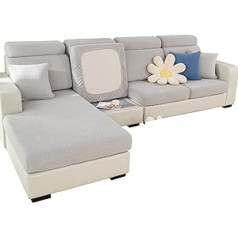 SHANNA elastīgs dīvāna pārvalks, dīvāna dīvāna pārvalks 1 2 3 vietīgs L formas stūra dīvāns, dīvāna pārvalks Sēdekļa spilvena pārvalks Dīvāns, kas neslīd mēbeļu aizsardzībai ar elastīgu pamatni, aušana, gaiši pelēks, 3 vietīgs