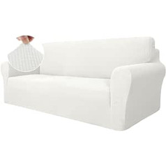 Ystyle elastīgs dīvāna pārvalks 3 vietīgs, elastīgs dīvāna pārvalks ar roku balstiem, žakarda dīvāna pārvalks, neslīdošs, mazgājams dīvāna pārvalks, kas paredzēts suņiem mājdzīvniekiem, balts