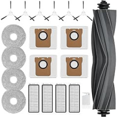 20 piederumu komplekts Dreame L20 Ultra / L20 Ultra pilnīgam robotu putekļsūcējam, 1 galvenā suka, 4 putekļu maisiņi, 4 salvetes, 4 filtri, 6 sānu sukas, 1 tīrīšanas suka