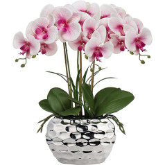 44 cm Artificial Orchids Phalaenopsis Artificial Flowers Like Real Decorative Orchid Bonsai Artificial Plant Arrangement in Ceramic Pot for Table Living Room Home Decor Decoration