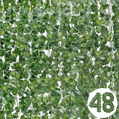 DazSpirit Pack of 48 Artificial Ivy Hanging Garland, Ivy Garland Artificial 336 Ft Ivy Bush Artificial Plant Garland, Fake Ivy for Wedding, Kitchen, Garden, Party Wall Decoration