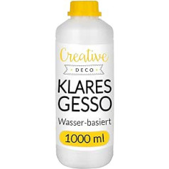 Creative Deco Professional Clear Gesso | 1L | Ideāls gruntējums krāsošanai | Ideāls gruntējums akrila krāsām, eļļas krāsām, liešanai, dekupāžai, Finnabair, krāsošanas krāsām | Bāzes krāsa