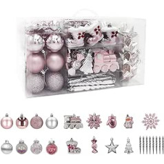 115 Christmas Baubles Christmas Tree Decorations Hangers Christmas Tree Baubles for Christmas Tree Decoration Christmas Tree Baubles (Pink)