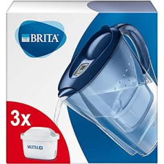 BRITA ūdens filtrs Marella zils iesk. 3 MAXTRA + filtru kasetnes - BRITA filtra startera pakete kaļķa, hlora un garšu pasliktinošu vielu samazināšanai ūdenī