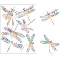 Payutou 4 Sheets 24 Pieces Dragonfly Window Stickers for Bird Strikes, Anti-Collision Window Stickers, Glass Alarm Prism Stickers, Prevent Bird Strikes, Decorate Your Glass Doors