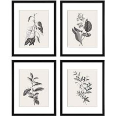 ArtbyHannah 4 x Botanical Leaves Wall Art Ierāmēts