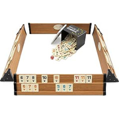 spar-home® Rummy Premium Wooden Okey komplekts ar melamīna akmeņiem galda spēlēm pieaugušajiem Galda spēles Oriģinālās turku Rummikub koka spēles ģimenes spēles (gaiši brūns)