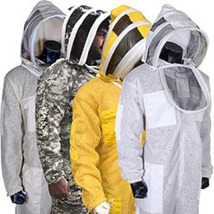 Beekeeping Ventilation Suit with Removable ViourbanSbee Beekeeping Suit Jacket 3 Layers with Round and Fancy Hat Protection for Professional Beekeepers (3XL, White)