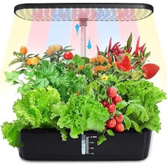 YU YUSING Hydroponic Growing System, 12 Indoor Herb Garden Set for Indoor with LED Grow Light, Home Smart Garden, Car Timer Germination Kit, Height Adjustable, 4 Litre Home Water Tank