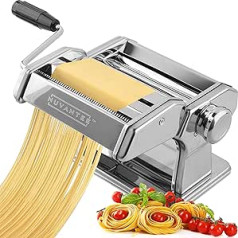 Nuvantee Nudelmaschine – 150 Rolle mit Pasta-Schneidemaschine – 7 verstellbare Dickeeinstellungen – Für perfekte Spaghetti vai Fettuccini, aus Legierter Stahl, Manuell