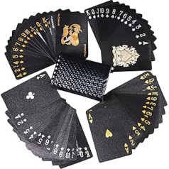 2 Decks Black Poker Cards, Playing Cards, Playing Cards Poker Plastic, Double German Plastic, Joker Card Deck Set, Blackjack Card Game, Waterproof Card, Games Rummy Skat, Black Deck Card Games