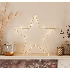 Lights4fun 40 mikro LED Osby Star Gold 34 cm bateriju darbina ar taimeri Luminous Stars bērnu istaba